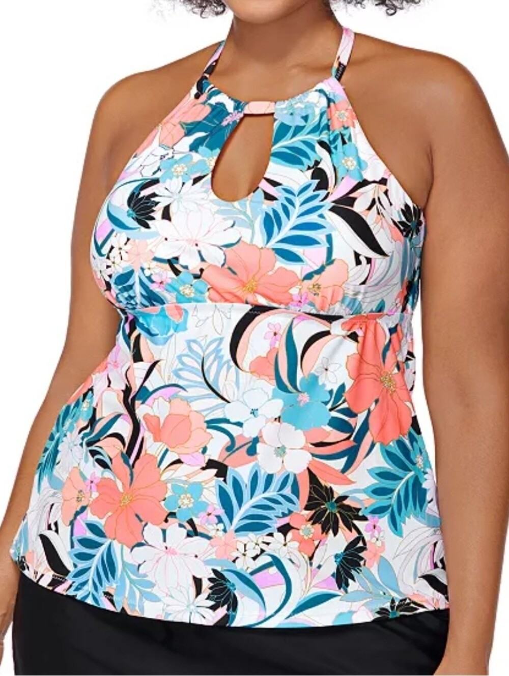 Raisins Curve | Plus Size Bond Rosalie Tankini Top 24W Multicolor Floral Print